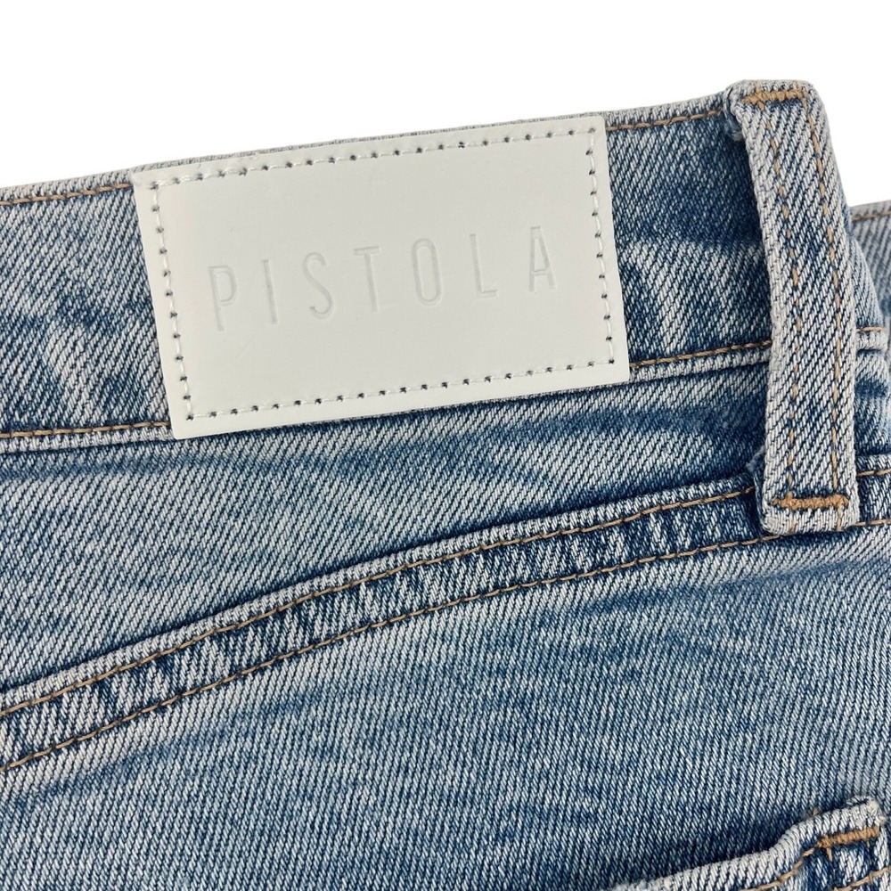 Pistola Lana Crop Wide Leg Jeans in Snowcat Raw Hem Cuffed Blue Denim Size 31 - Picture 7 of 12